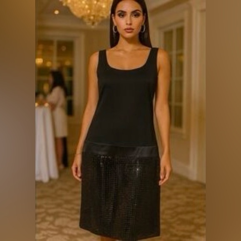 LOFT Black Sequin Dress Size 8 Sleeveless Elegant Cocktail Evening Glam